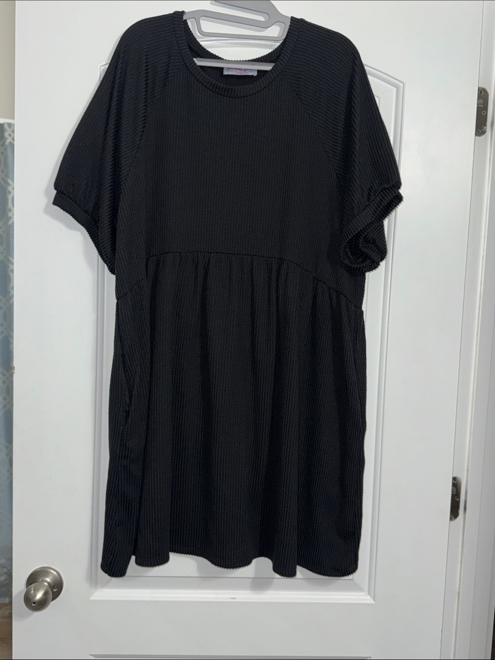 Discount Divas Textured Knit Babydoll Dress with Pockets